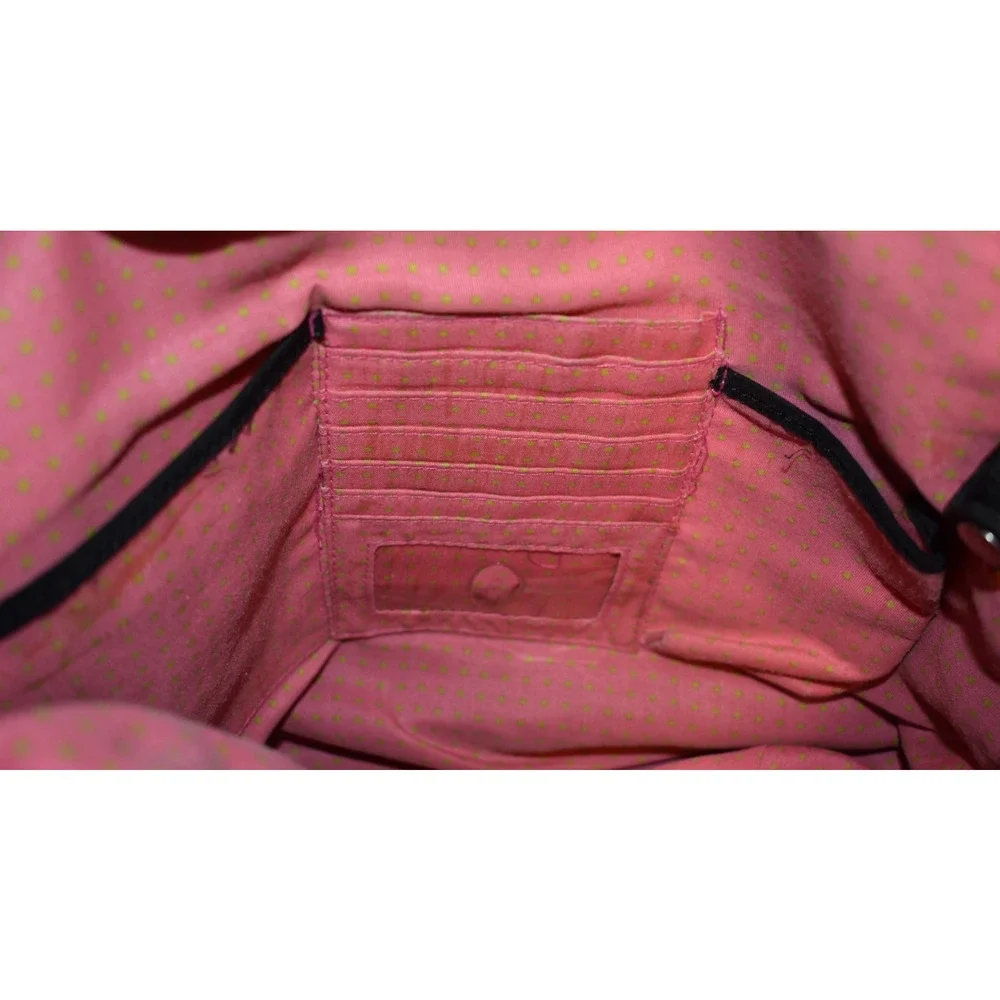 THE SAK Black Crochet Hobo Bag - Knit Boho Shoulder Purse - Pink Lining 11